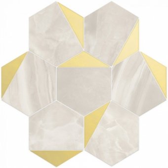 Мозаика Vallelunga Ceramica Nolita Esagona Triangoli Oro Lusso 28x30