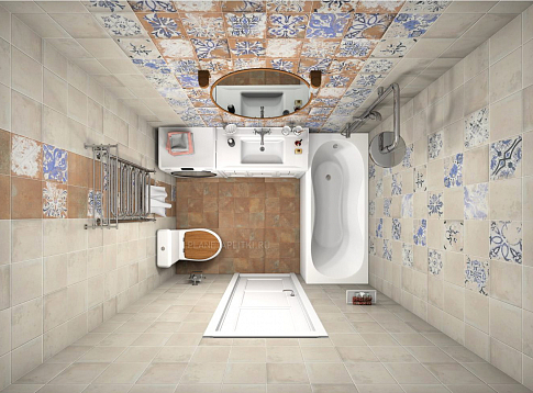 Дизайн-проект ванной комнаты - керамогранит Mainzu Land Anthology
