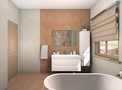  Дизайн-проект ванной комнаты - керамогранит Pamesa Tendenza и Eleganza