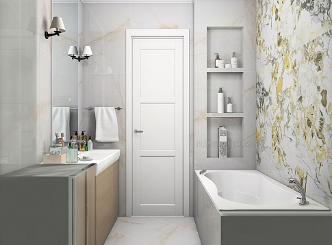  Дизайн-проект ванной комнаты - керамогранит Pamesa Cr. Lux Grotta
