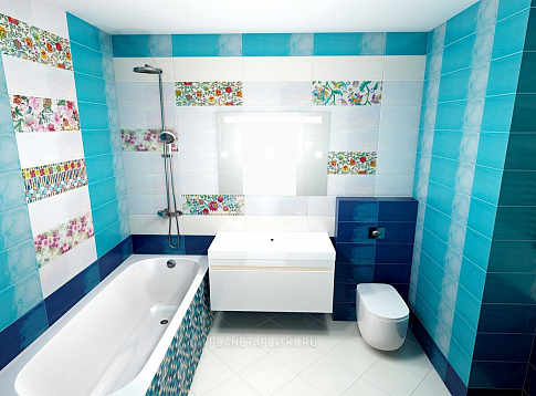 Дизайн-проект ванной комнаты - плитка Alta Ceramica Cristall Azzurro
