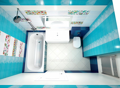 Дизайн-проект ванной комнаты - плитка Alta Ceramica Cristall Azzurro