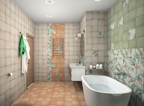 Дизайн-проект ванной комнаты - керамогранит Mainzu Bottega