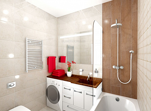 Дизайн-проект ванной комнаты - плитка Pamesa Atrium Mys